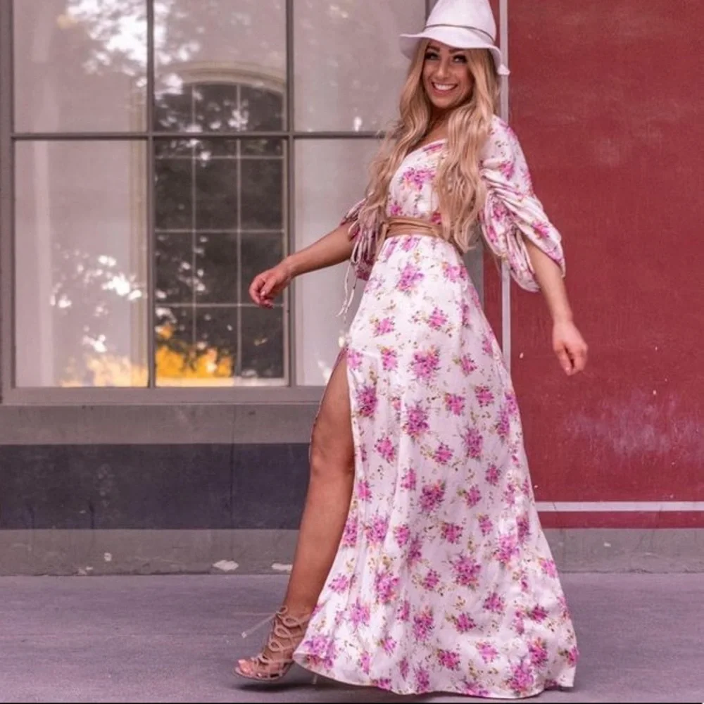 MANGO rushed maxi floral dress bloggers favorite zara competitor brand - Picture 2 of 16